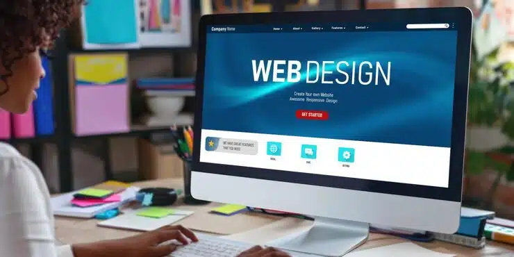 Website design software showing an online retail business template