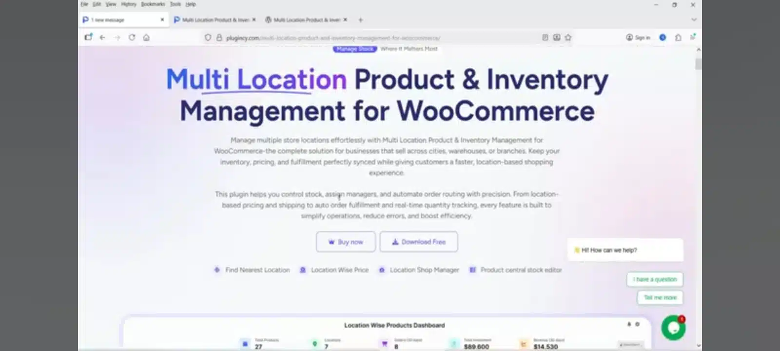 Multi Location Product and Inventory Management for WooCommerce plugin dashboard