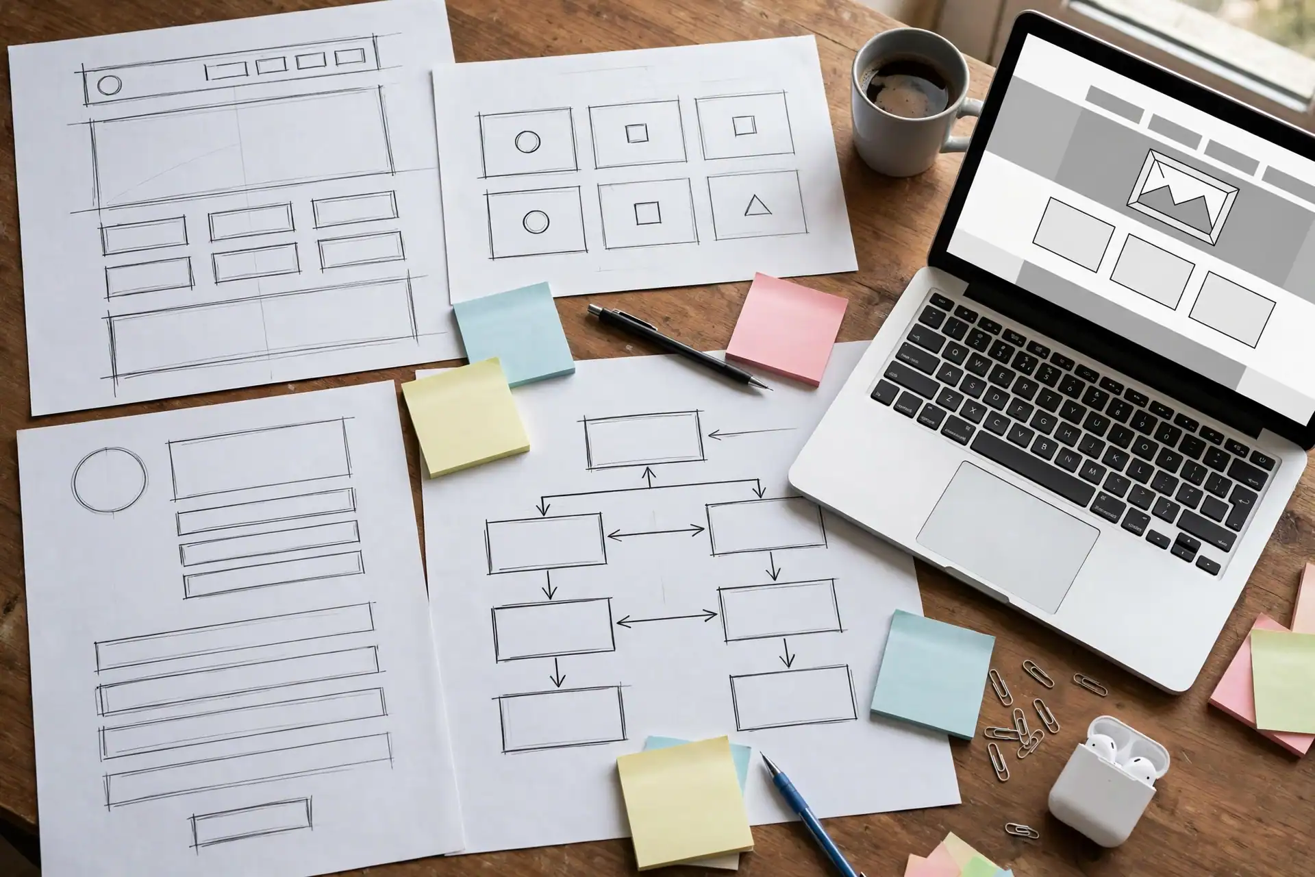 Website pages and content plan with homepage, services, about and contact pages