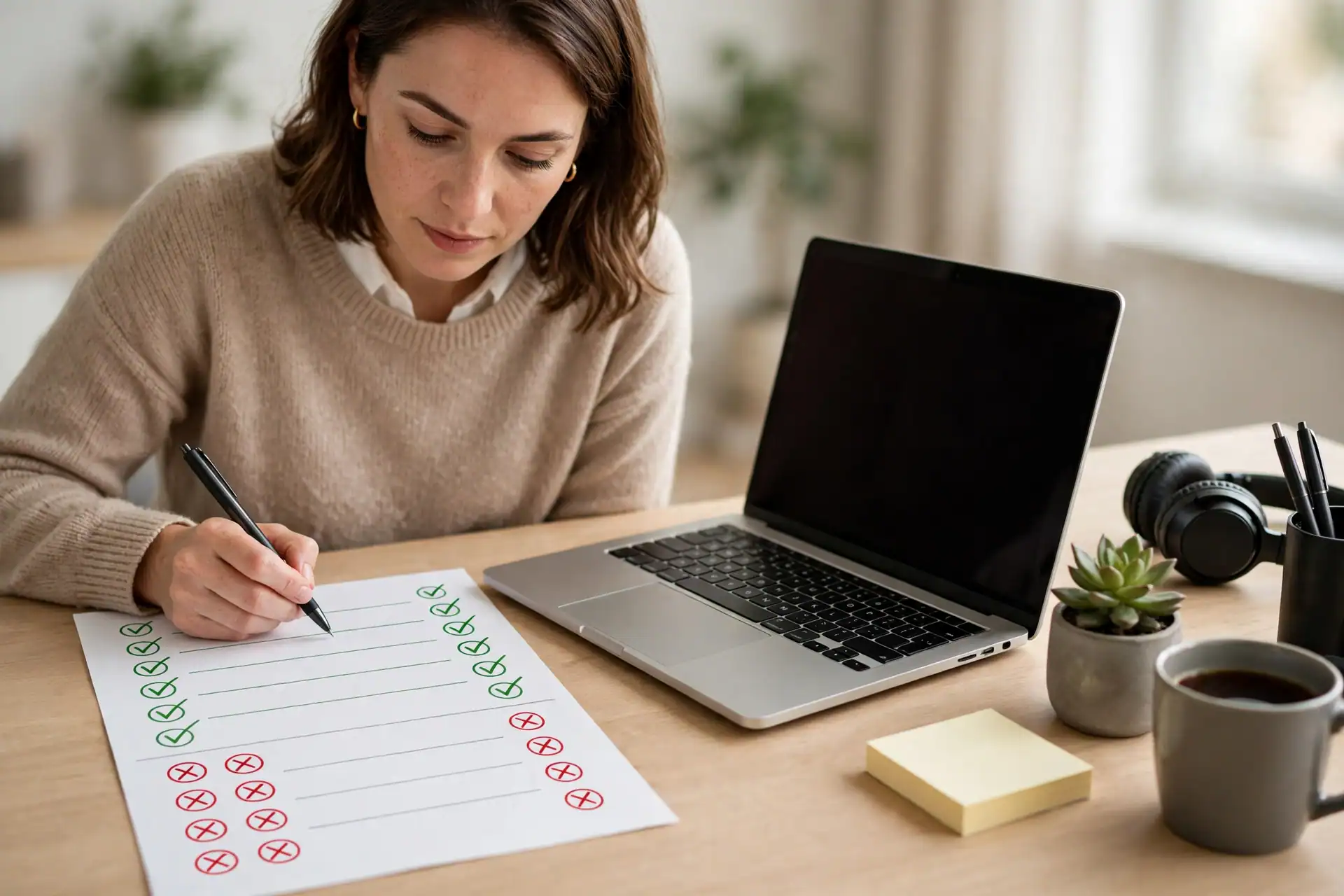 Project scope checklist showing what is included and what is not