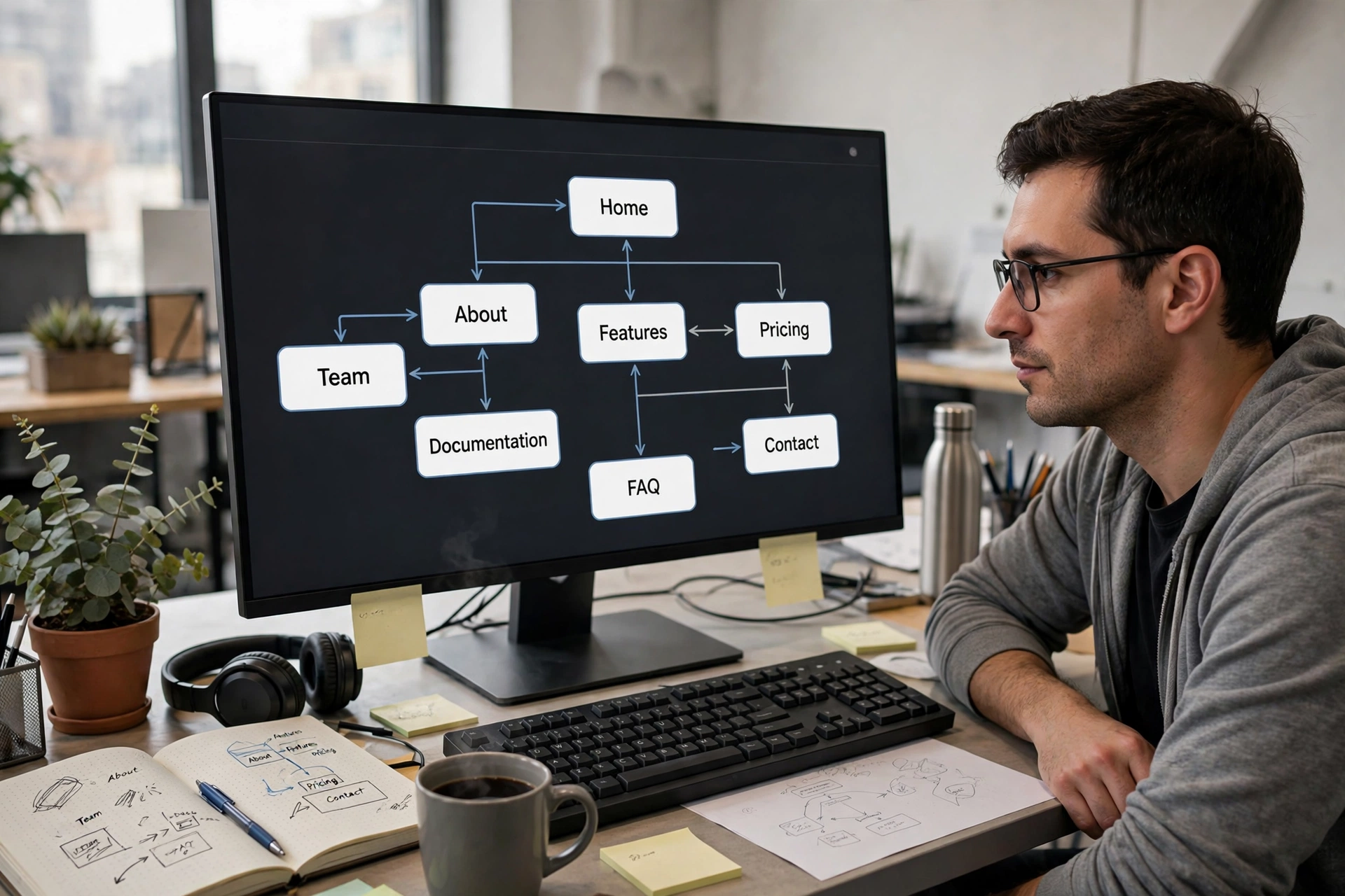 Page headings and internal links guiding readers through a WordPress article